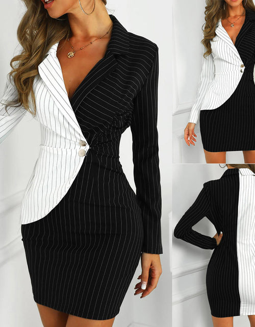 Load image into Gallery viewer, Fashion Suit Women Blazer Dress Turn Down Neck Long Sleeve

