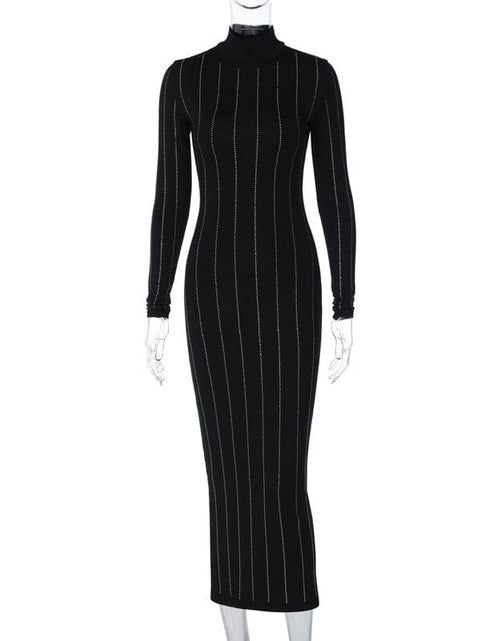 Load image into Gallery viewer, Winter New Fashionable Elegant Rhinestone Slim Fit Turtleneck Long Sleeve Dress Ladies
