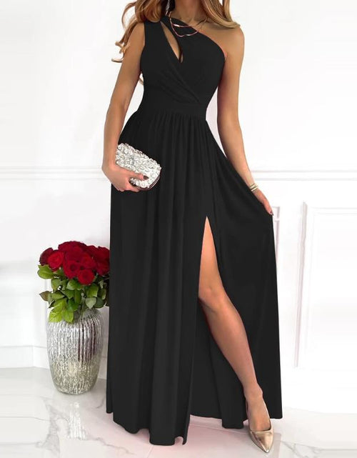 Load image into Gallery viewer, Women&#39;s One Shoulder High Split Cutout Sleeveless Elegant Sexy Cocktail Maxi Dress
